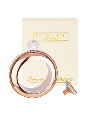 Ogilvies Luxury Diamante Bangle Flask Set - Rose Gold