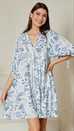Iris Maxi Marcella Mini Dress - Blue Floral