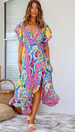 Ava Wrap Dress Lemon Print