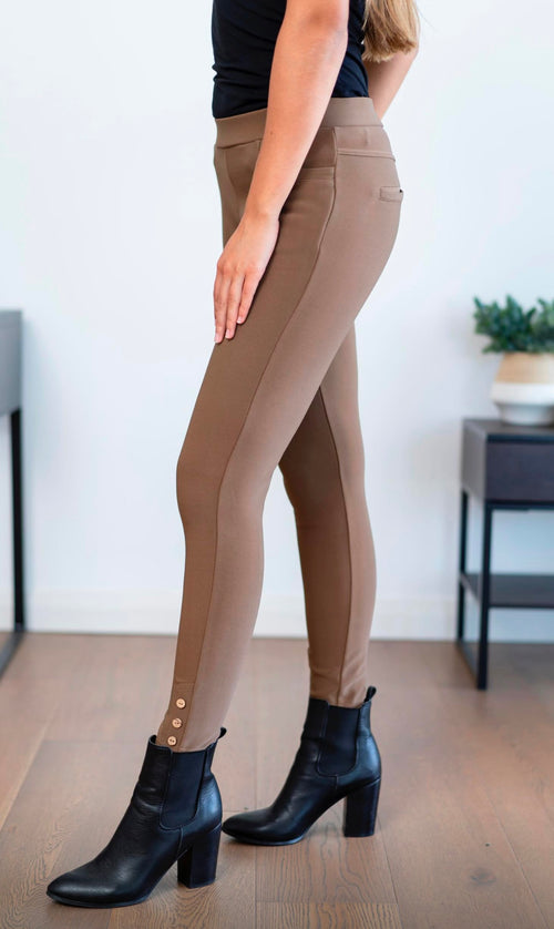 Willow Tree Button Hem Pant in Camel