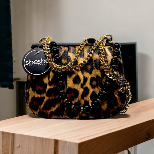 sheshe - Australia Genuine Black Leopard Print Bag.