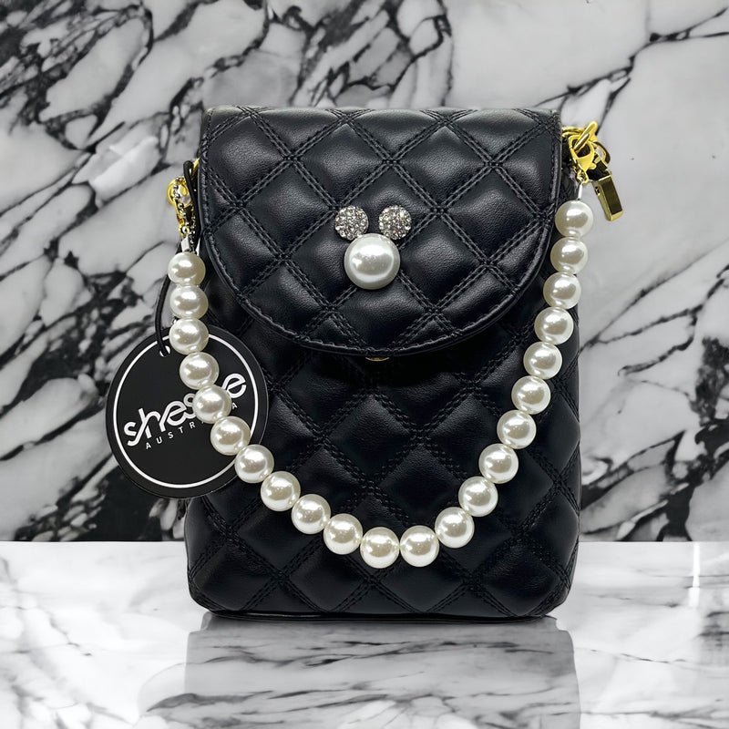 sheshe - Australia Faux Pearl Leather Quilted Crossbody Bag