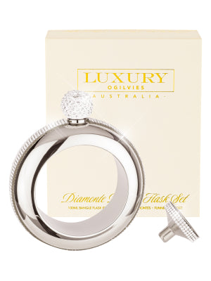 Ogilvies Luxury Diamante Bangle Flask Set - Silver