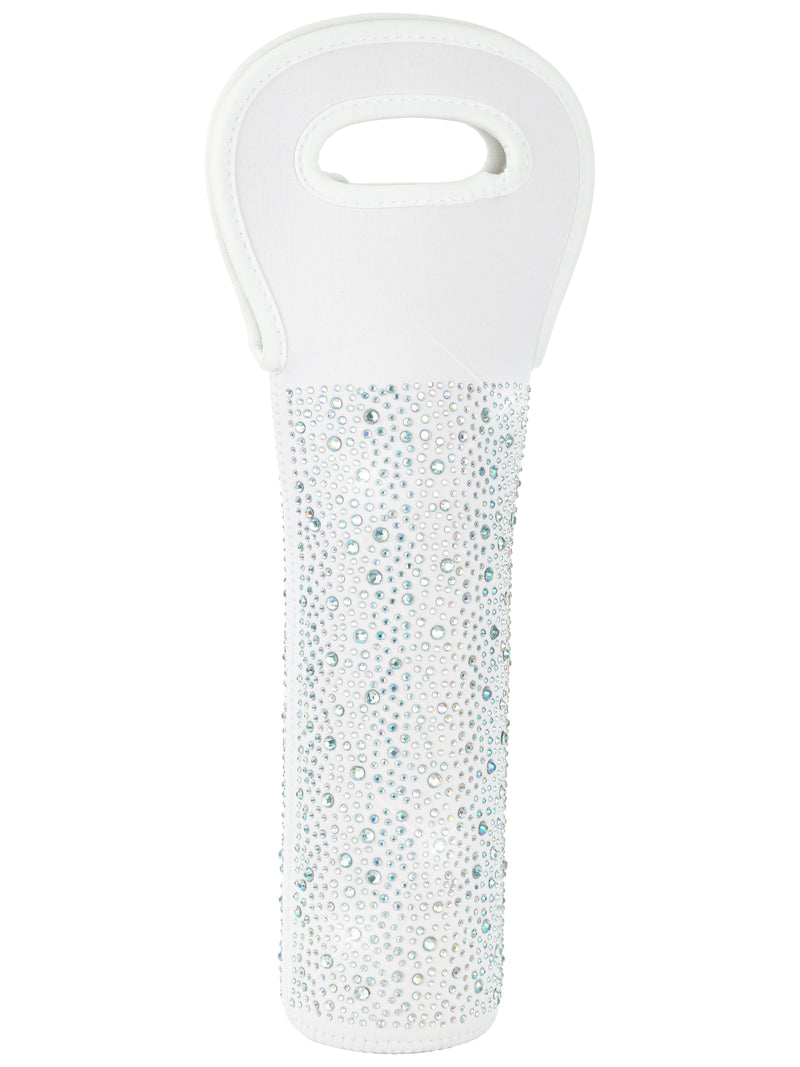 Luxury Diamante Wine Bottle Carrier - White