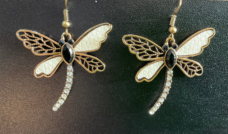 Black & White dragonfly earrings