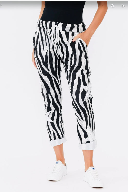 La Strada Black Zebra Print PANT