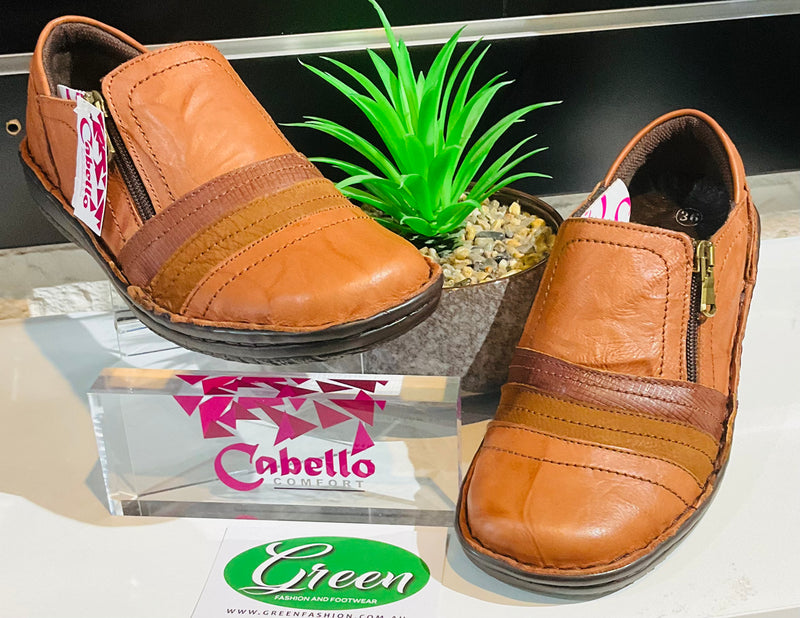 Cabello 5849-27 shoes (tan crinkle) Orthotic Friendly