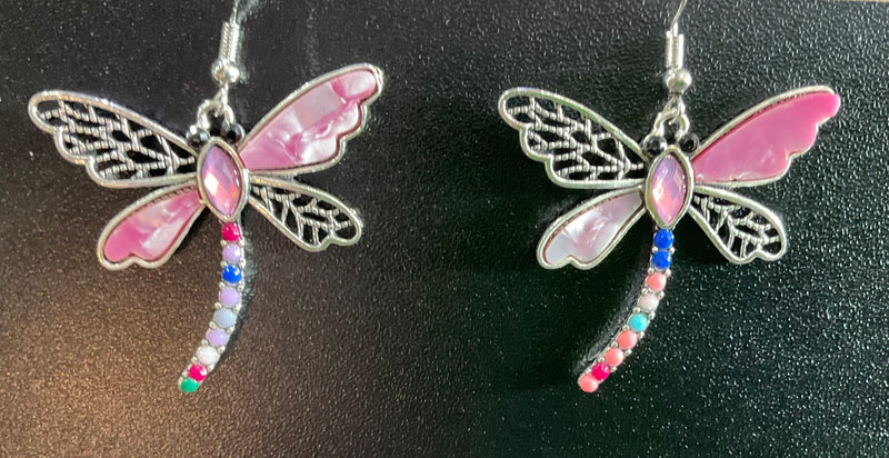 Light pink dragonfly earrings