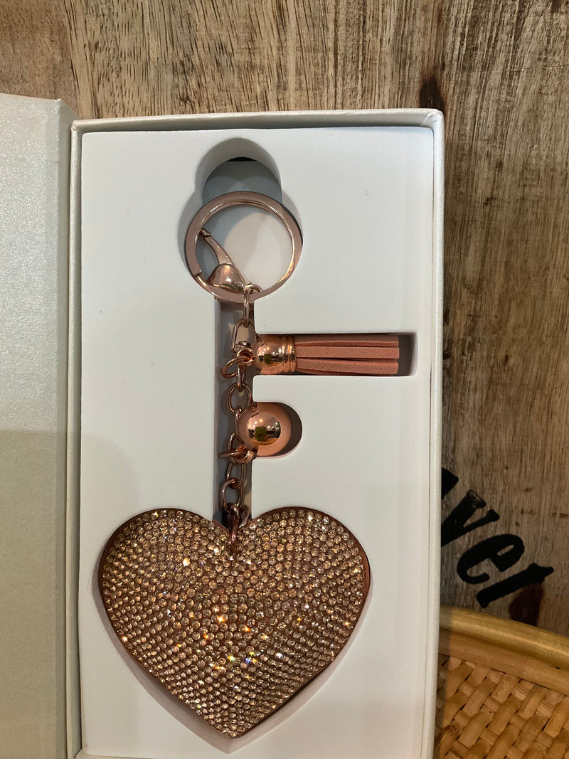 Bag / key ring heart gold