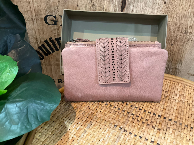 Genuine Italian Leather Wallet medium- Pink