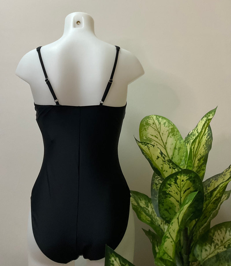Cherrylane Swimsuit black floral thin strap