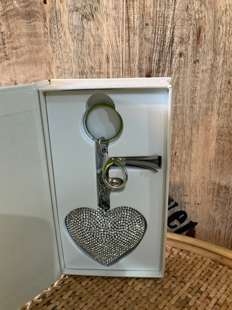 Bag / key ring heart silver