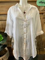 White linen blend blouse