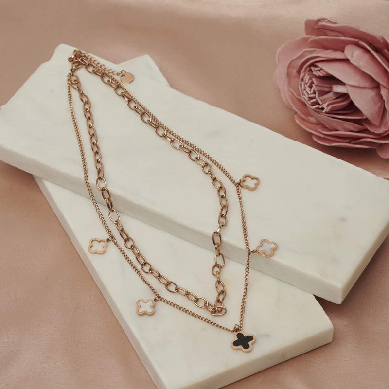 Lilly Co Australia Rose Gold 2 Strand flower necklace