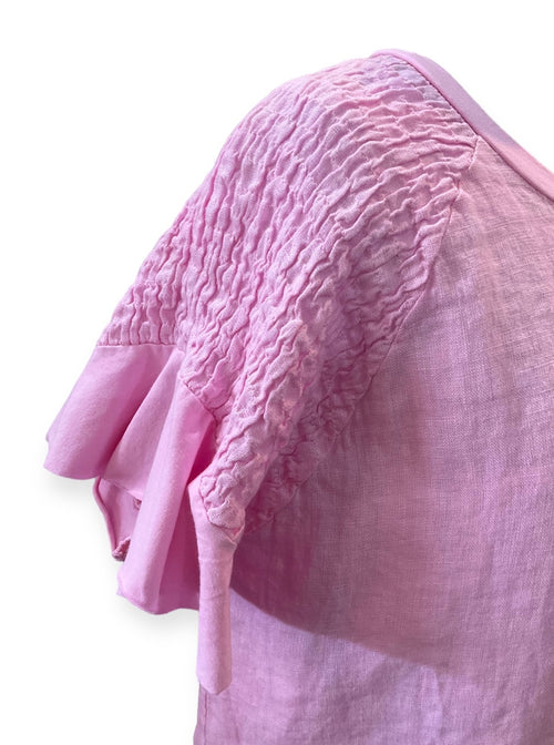 La Strada 100% Linen Top in Pink