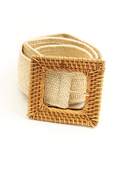 Woven Belt -  Square Brown Buckle